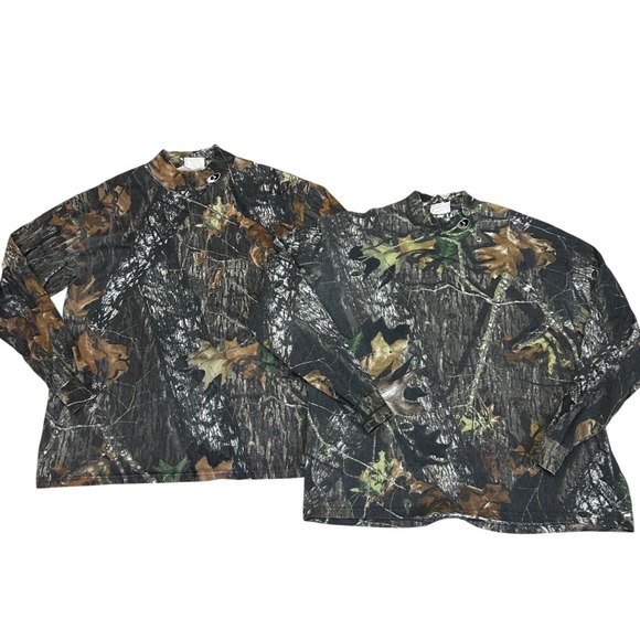 Vintage lot of 2 Mossy Oak Camo Long Sleeve Hunting Fishing‎ Outdoors T-Shirt XL - Picture 1 of 9